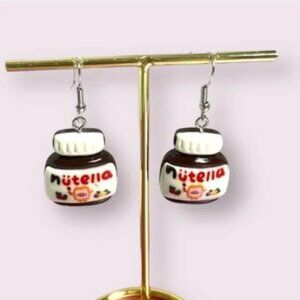 ⭐️❤️ FREE Nutella Food Snack Pop Art Artsy Trendy Charm Chocolate Nut Earrings